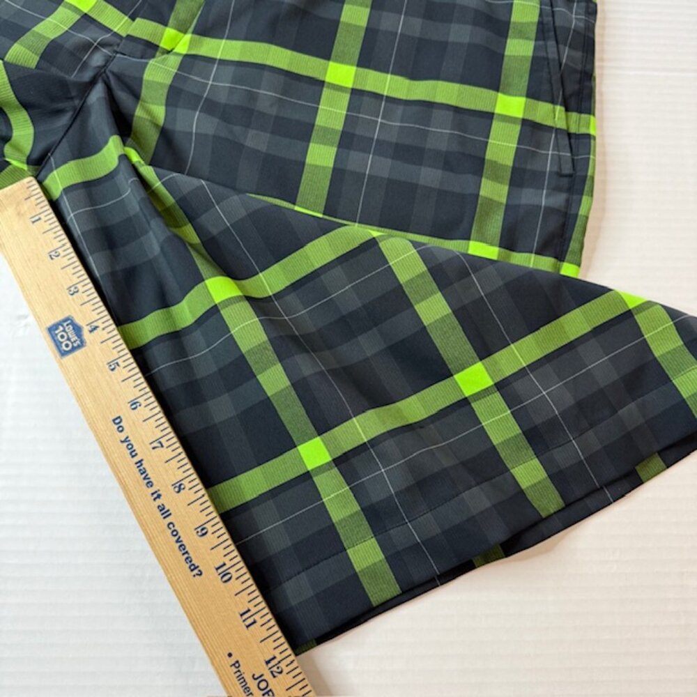 Nike Men's Golf Flat Front Shorts Black Green Plaid Size 38 - Picture 6 of 10